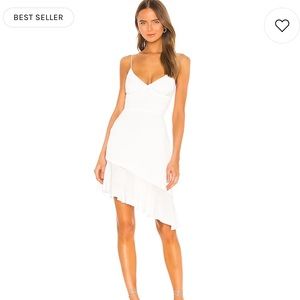 White Asymmetrical Ruffle Hem Dress